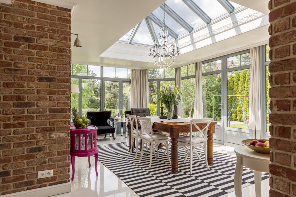 spring sunlight with a new conservatory